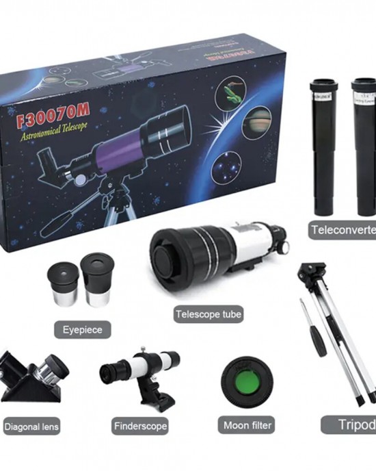 Eyebre F30070 Astronomical Telescope with Finder Scope High Definition High Magnification for Star Gazing and Moon Observation Beginners