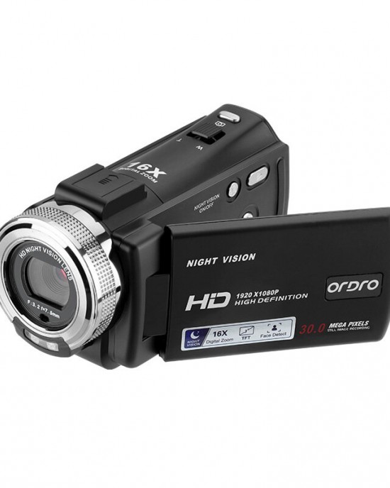 Ordro HDV  V12 Digital Video Camera 1080P 30MP HD Infrared Night Vision 16X Zoom Portable Camcorder 3 Inch TFT Screen Video Camera Camcorder