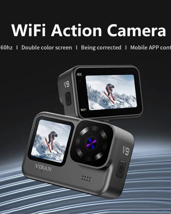 VIRAN V9 4K Dual Color Screen Diving Anti  Shake Action Camera Outdoor Cycling Travel Recorder  Square