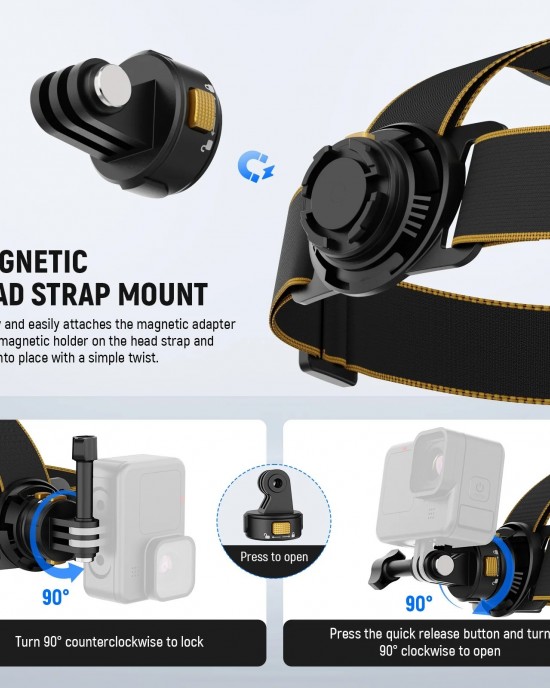 Universal Action Camera Magnetic Quick  Release Head Strap Mount Headband