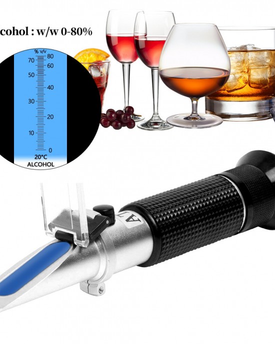 HandHeld Alcohol Refractometer Alcoholometer Alcohol Tester 0  80  Alcohol Sugar Refractometer ATC Wine Measure Tool 30 OFF